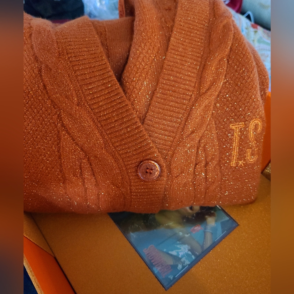 Taylor Swift Sparkling Orange Cardigan TLOAS Showgirl, Sparkle Box & CD